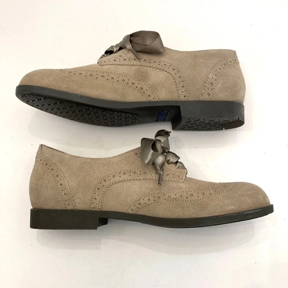 Birkenstock Laramie Wingtip Suede Shoes Taupe Regular Fit Women 5 EU‎ 36